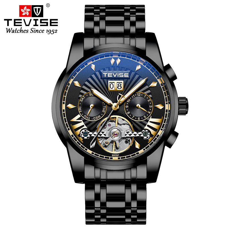 TEVISE Mechanical Watch Fashion Trendsetter Mens Automatic Wristwatch Luminous Waterproof Watch T026- T9005F