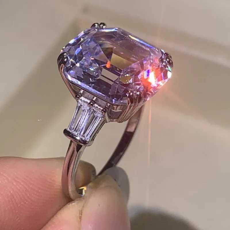 US Size 5-10 Stunning Luxury Jewelry 925 Sterling Silver Asscher Cut White Topaz Large CZ Diamond Women Wedding Band Ring GiftXJ250104
