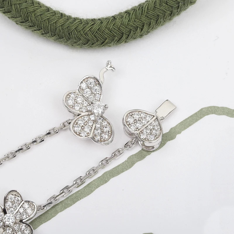 Pure 925 Silver Jewelry Womens Flower Cherry Bracelet Party Wedding Diamond Top Quality Lock Cute 250102