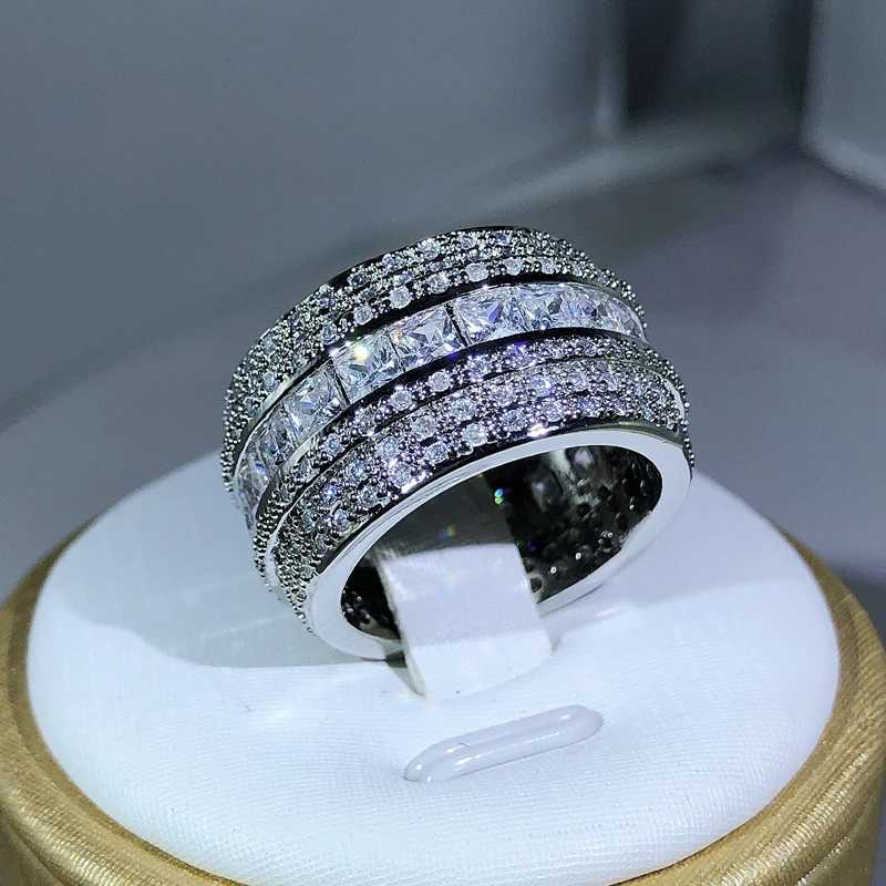 Elegant 925 Sterling Silver Exquisite White Zircon Stone Ring Finger Rings For Women Valentines Day GiftsXJ250104