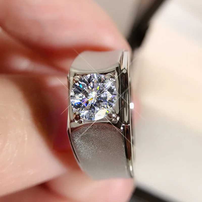 Solitaire male 2ct Lab Diamond Ring 925 Sterling Silver Engagement Wedding Band Rings for men Anniversary Party Jewelry GiftXJ250104