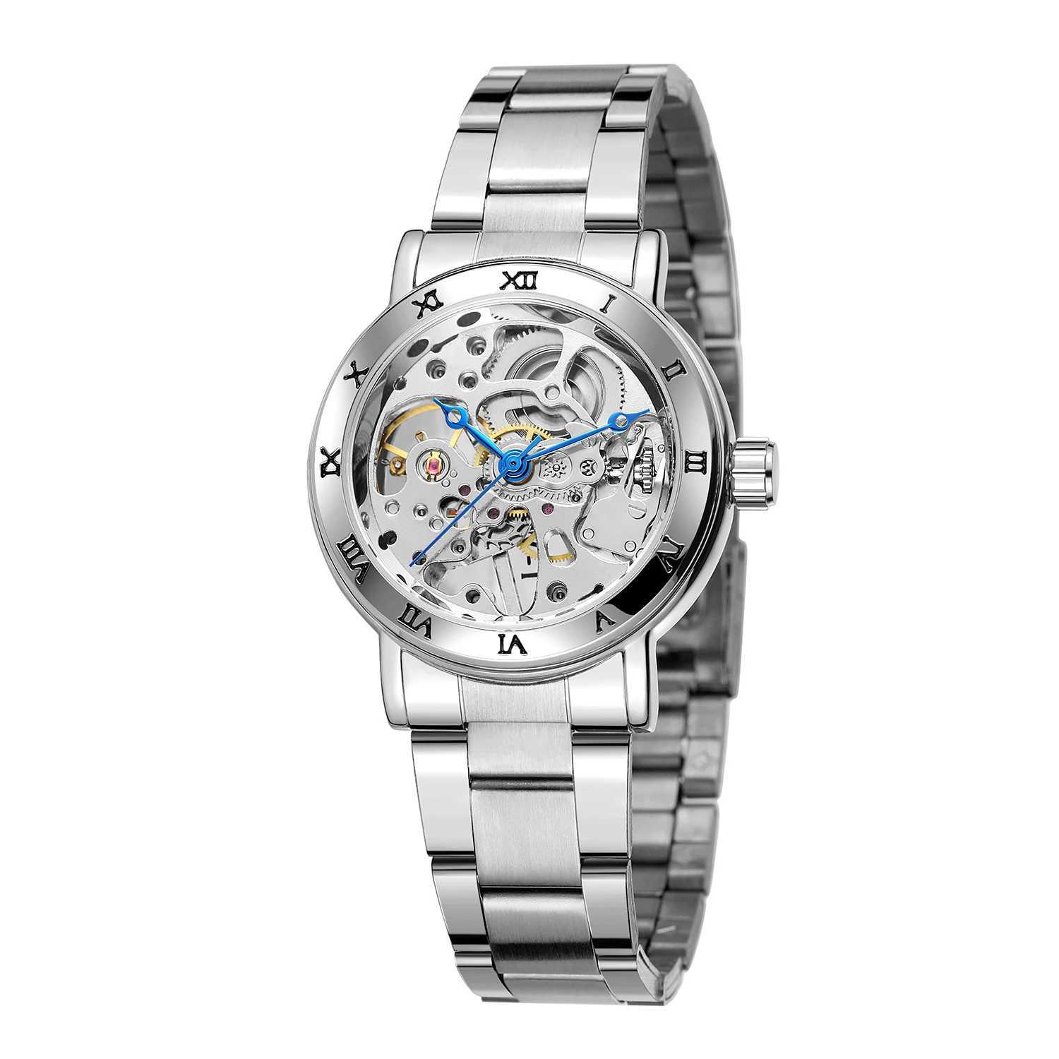 Winners Fashion Busin Mechanical for Women Luxury Brand Elegant Womens Stainless Steel Str Neutral W250104
