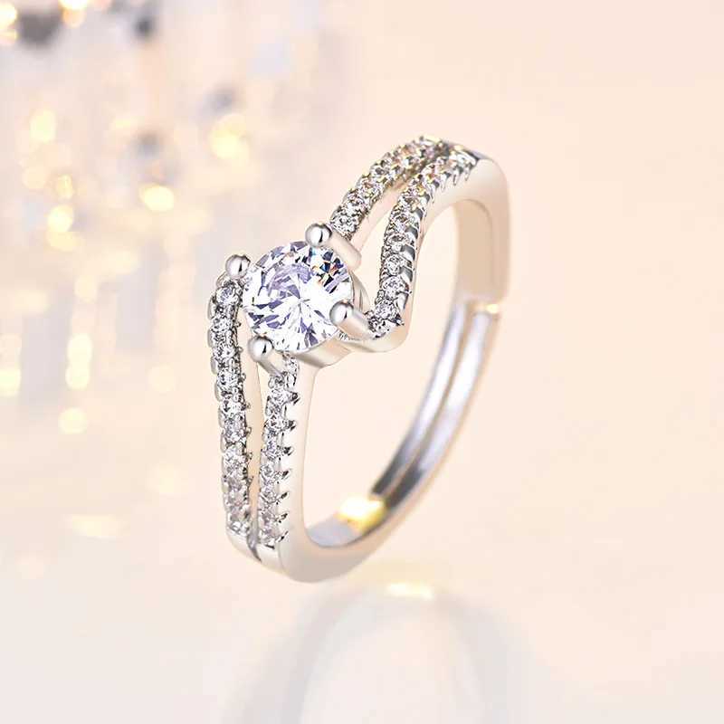 New 925 Sterling Silver Ring AAA Zircon adjustable Size Engagement Rings For Women Wedding Ring Party Fashion N Jewelry GiftXJ250104