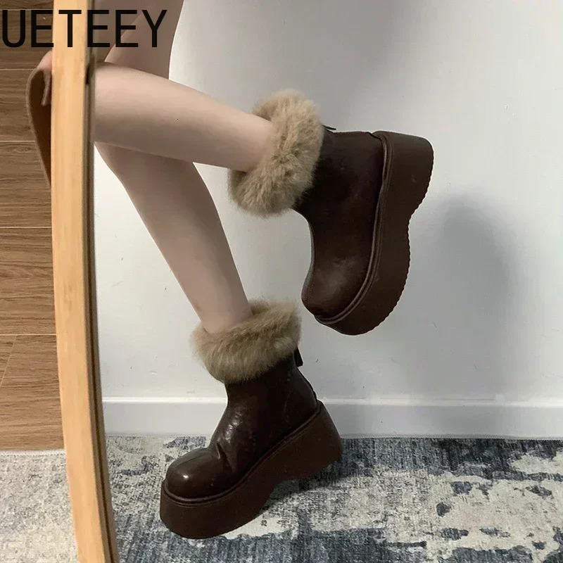 Platform Women Modern Snow Boots Fashion Short Plush Short Booties Autumn Winter Womens Warm Shoes 250103