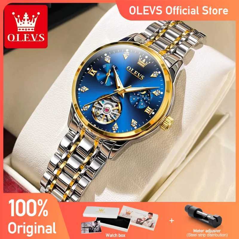 OLEVS Womens Luxury Touillon Style Original Automatic Mechanical Womens Waterproof Luminous Women W250104