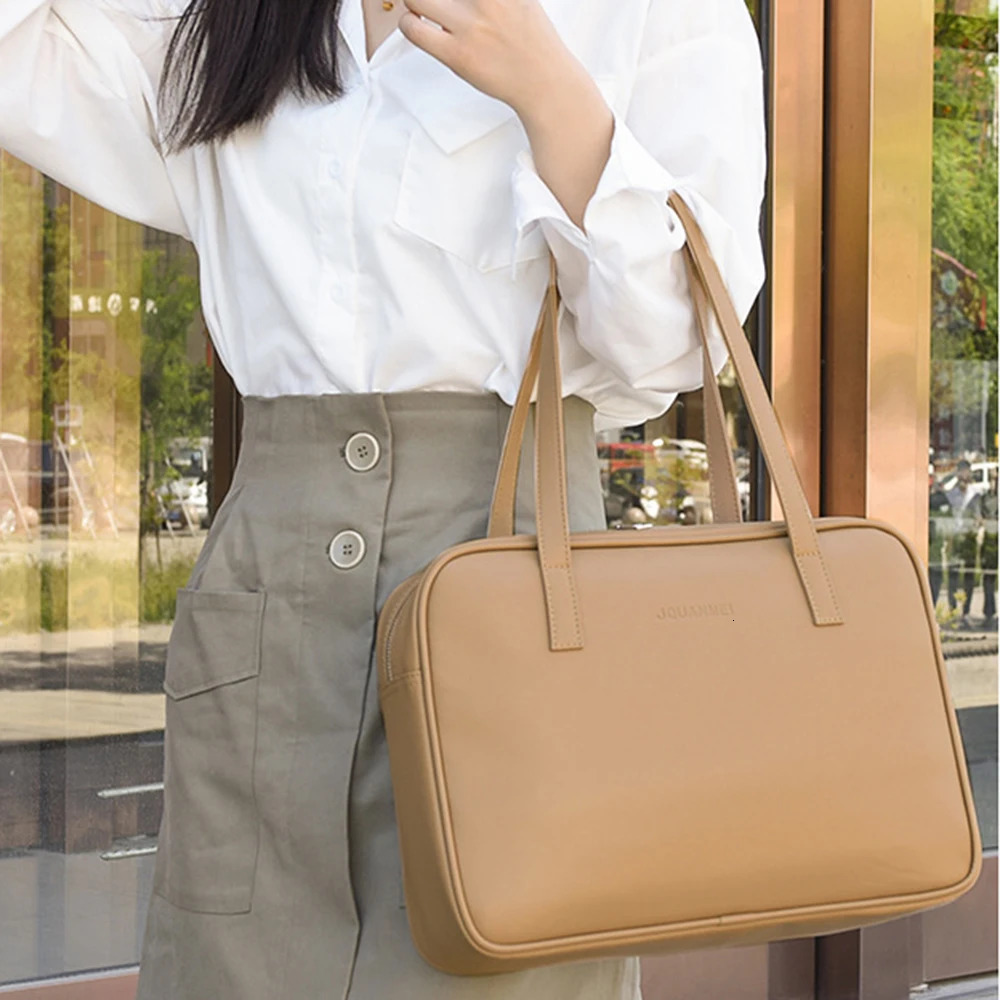 Fashion Casual Cute PU Leather Laptop Bag 13.3 14 15.6 Inch Simple Handbags Shoulder Bag Women Waterproof Notebook Case 250102