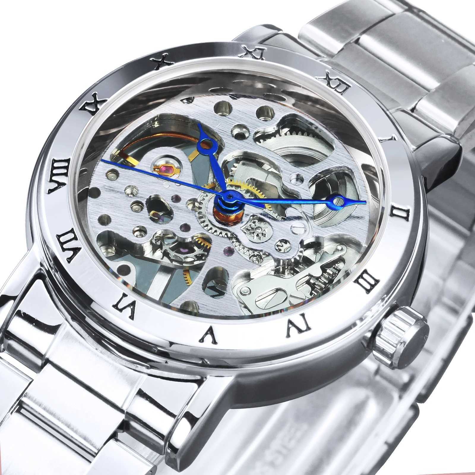 Winners Fashion Busin Mechanical for Women Luxury Brand Elegant Womens Stainless Steel Str Neutral W250104