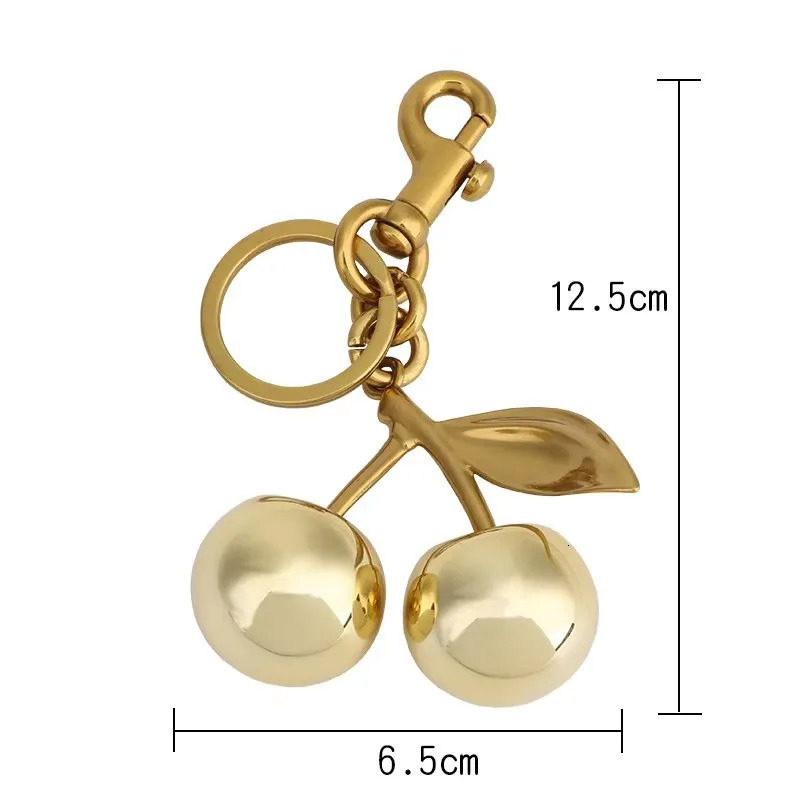 Glitter Gold Cherry Keychain Cherries Pendant For Handbag Shoulder Bags Womens bag Charm Accessories Gift250103