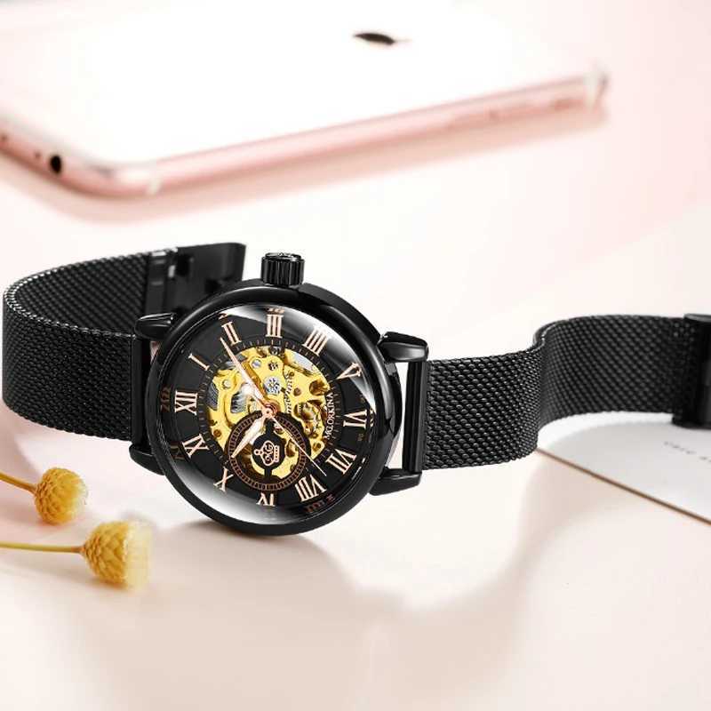 Reloj Mujer Montre Femme 2024 Silver Women Dr Women Stainless Steel Str Skeleton Automatic Machinery W250104