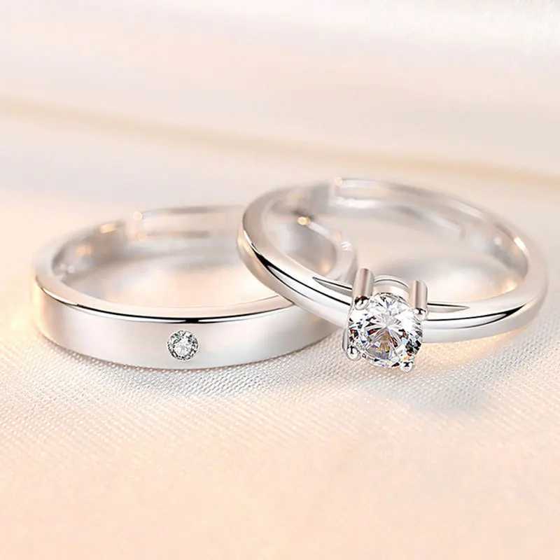 Womans 925 Sterling Silver Fashion Jewelry New Crystal Zircon Couple Rings For Men XY0345XJ250104