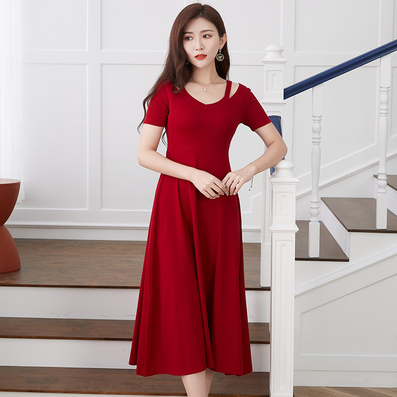 JS336 dress suspender skirt Korean style tall vest fashion sleeveless round neck slim mid-length skirt autumn women's clothing