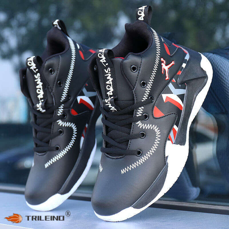 TRILEINO Professional Men's White Red Blue Sh oes S neakers Anti-skid Hig h-top Couple Man Basketball Boots