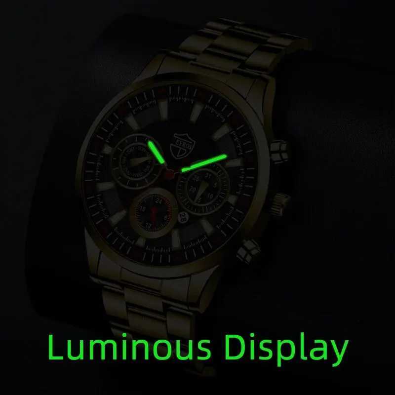 Mens top brand luxury gold calendar with stainless steel band fashion Busin quartz wrist Relogio Masculino W250104