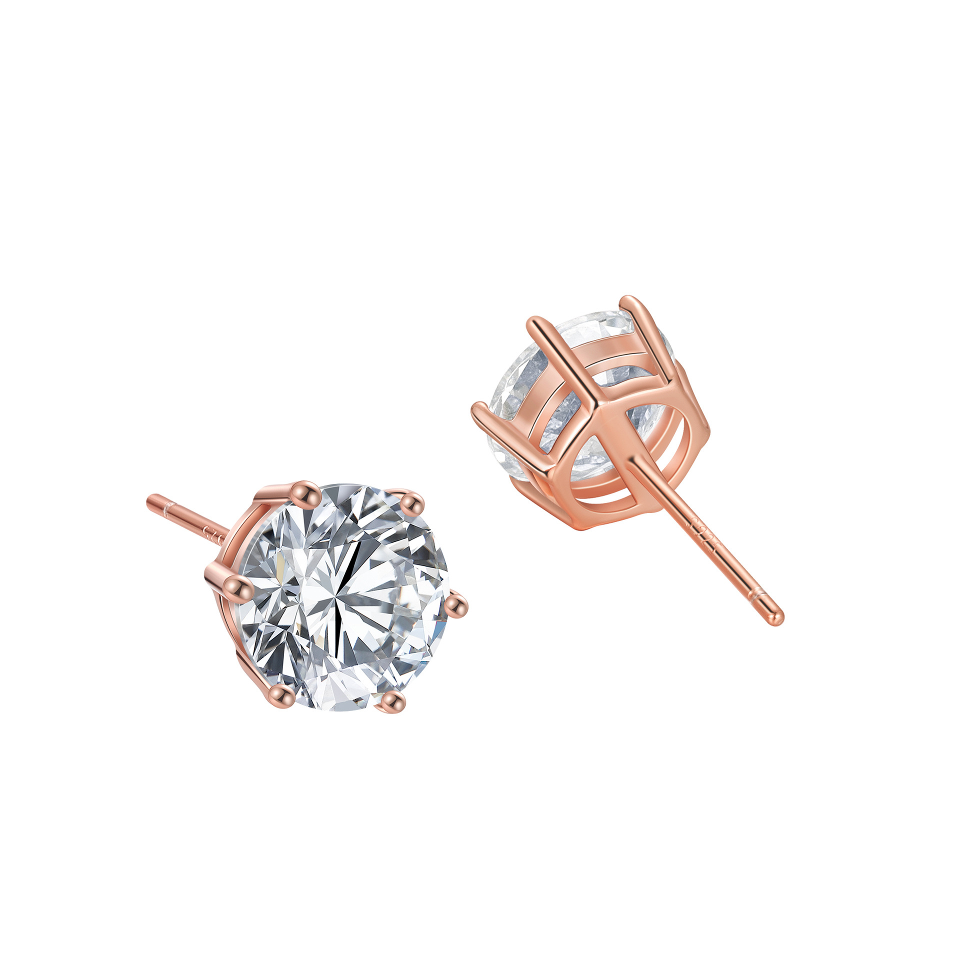 Choucong Handmade Classical Six Claw Stud Earrings Simple Fashion Jewelry 100% Real 925 Sterling Silver Round Cut White Moissanite Diamond Party Women