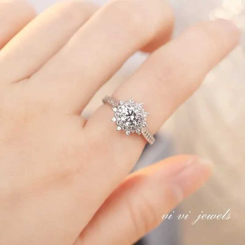 Original simulation couple live fairy tale style pav flower ring weddingXJ250104