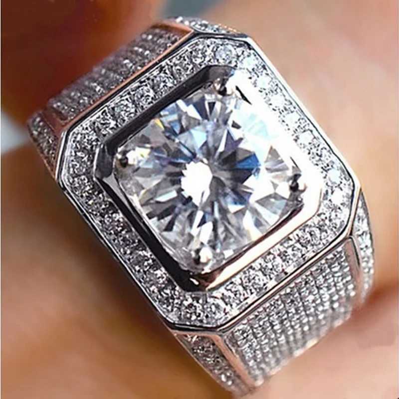 Luxury 925 Sterling Silver Ring With Zircon Crystal Ring For Men Jewelry GiftXJ250104