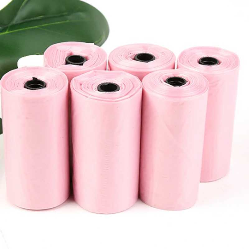 6 Rolls 90Pcs Pink Pet Dog Waste Poop Bag Dog Cat Waste Pick Up Cleaning Bag Pet Shit Bags Walking Household Garbage BagsXJ250104