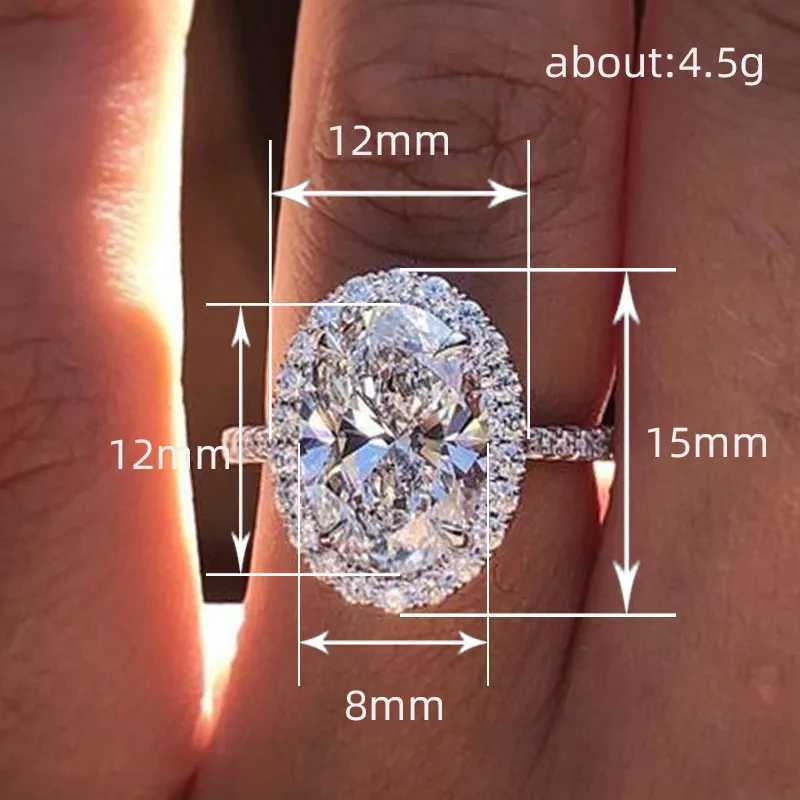 925 Sterling Silver Oval Cubic Zirconia Rings for Women Luxury Wedding Engagement Eternity Accories New Fashion JewelryXJ250514
