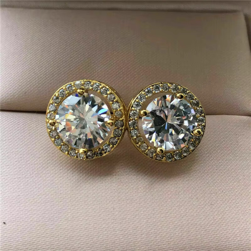 jewelry 3ct Round Halo Stud Earrings sterg sier Push Back Moissanite Earring