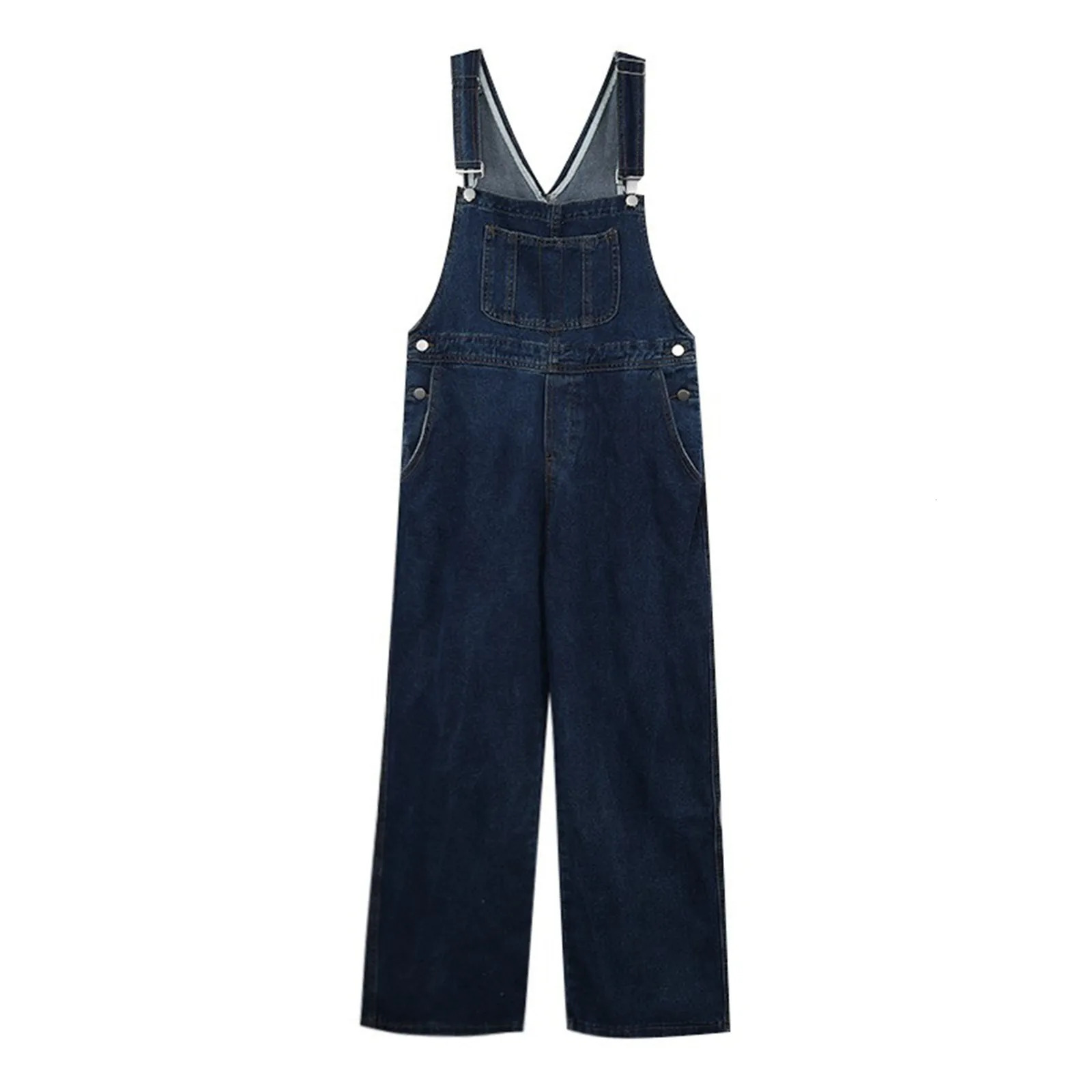 Jeans Women Denim Overalls Y2k Korean Style Adjustable Straps Retro Jumpsuits With Pockets Oversized Buttoned Wide Leg Playsuits 241230
