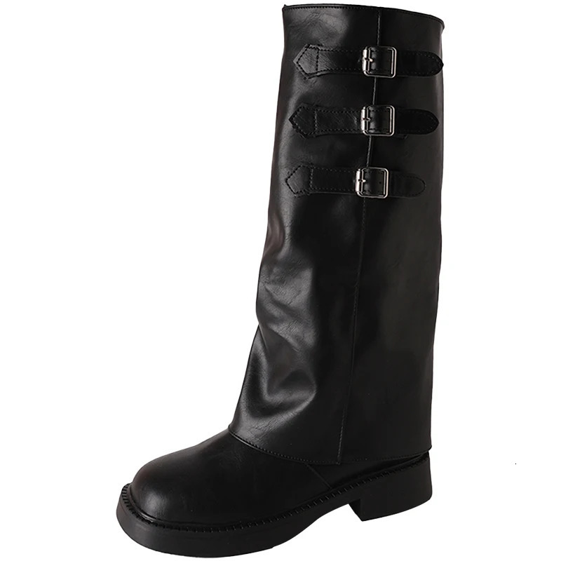 Retro Style Knee High Boots Women Fashion Ladies Slip On Knight Long Boots Autumn Winter Womens Footwear 250103