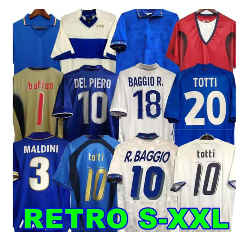 1982 Italy Retro soccer Jersey 1990 1996 1998 2000 HOME FOOTBALL 1994 Maldini Baggio Donadoni Schillaci Totti Del Piero 2006 Pirlo Inzaghi buffon