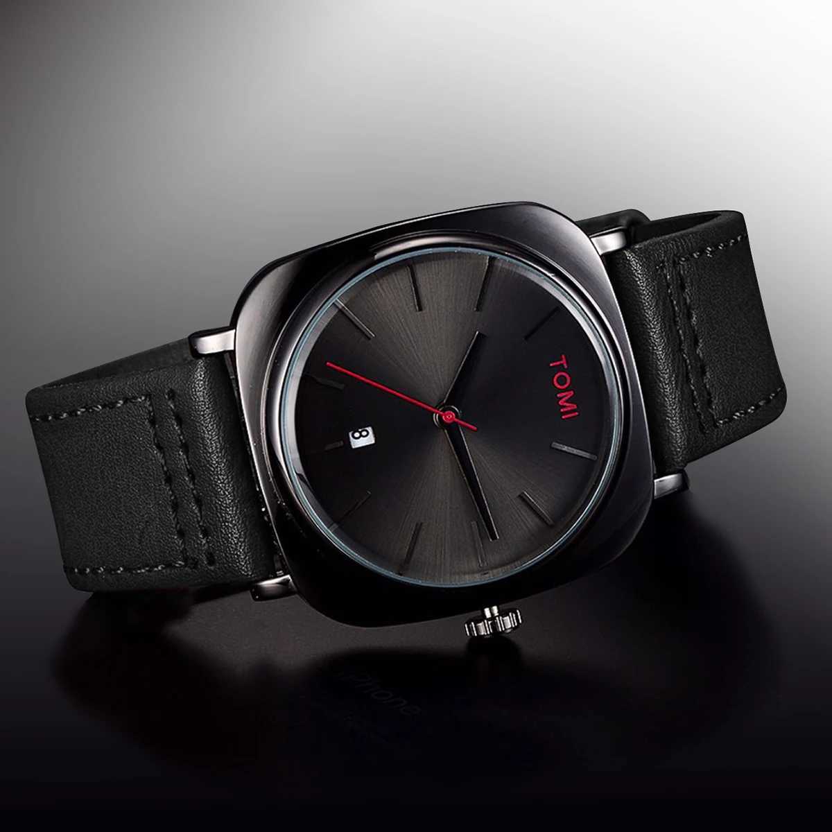 TOMI Mens Fashion Busin Design Square Small Disc High Quality Mini Design Elegant Mens Quartz W250104