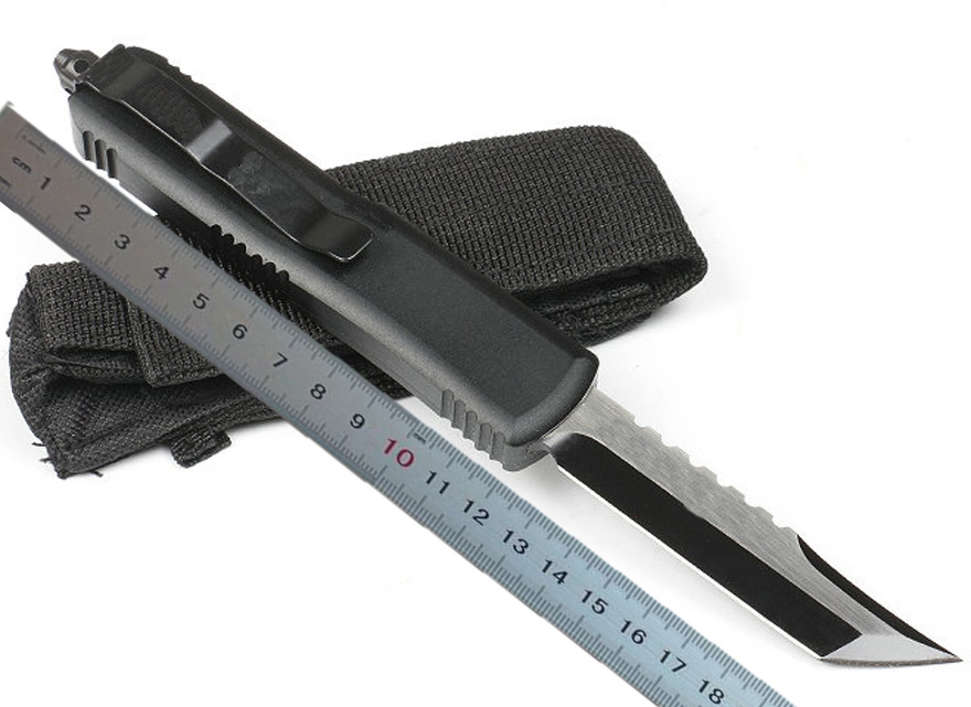 High End Tactical Knife D2 Black Oxide&Wire Drawing (Two-tone) Blade CNC Aviation Aluminum Handle EDC Pocket Knives With Nylon Bag