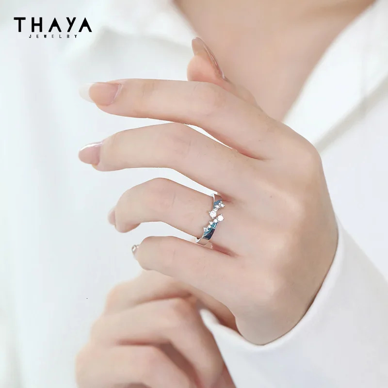Thaya Real 100% S925 Sterling Silver Couple Ring Classic Crystal Rings for Women Jewelry For Wedding Engagement Jewelry 250103