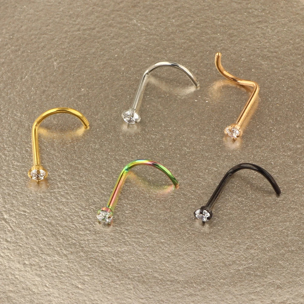 20G Nose Stud Set Nose Studs Cartilage Tragus Piercing Rose Ball Labret Jewelry Diamond CZ Nose Stud Rings Screw Cubic Zirconia 250103