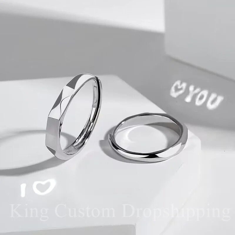 Projection Sterling Silver 925 Adjustable Reflective Light Sculpted Ring Couple Anniversary is a Fashion Gift for Lovers 250103