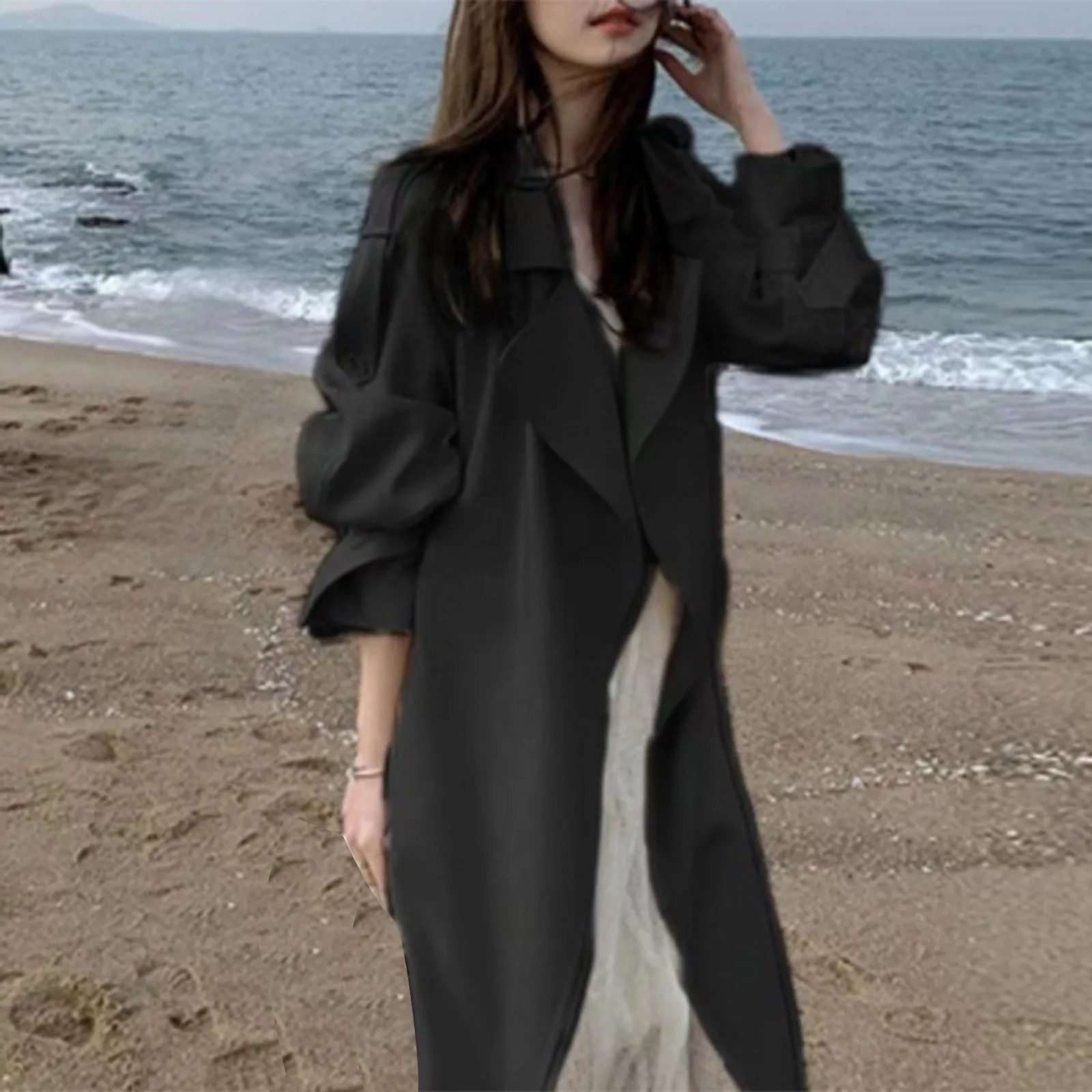 2024 Spring And Autumn WomenS Windbreaker Coats Mid Length White Lady Outwear Fashion Versatile Female Trench Coat 250102