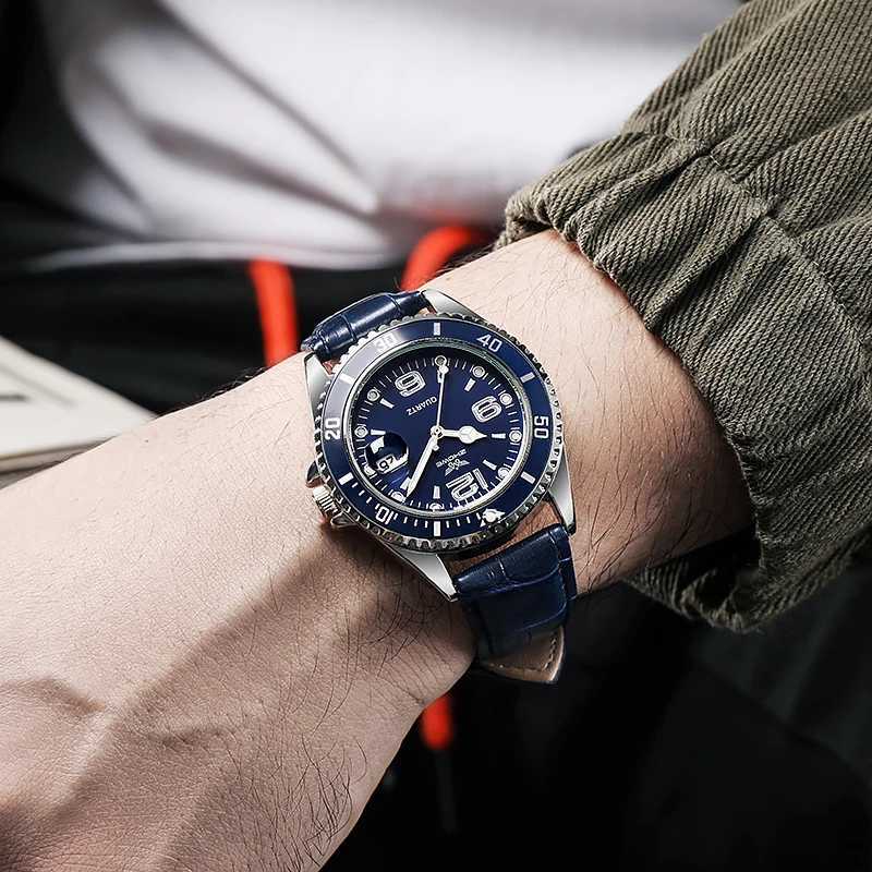 2022 New Mens Leather Str Relogio Mens Wrist Luxury Waterproof W250104