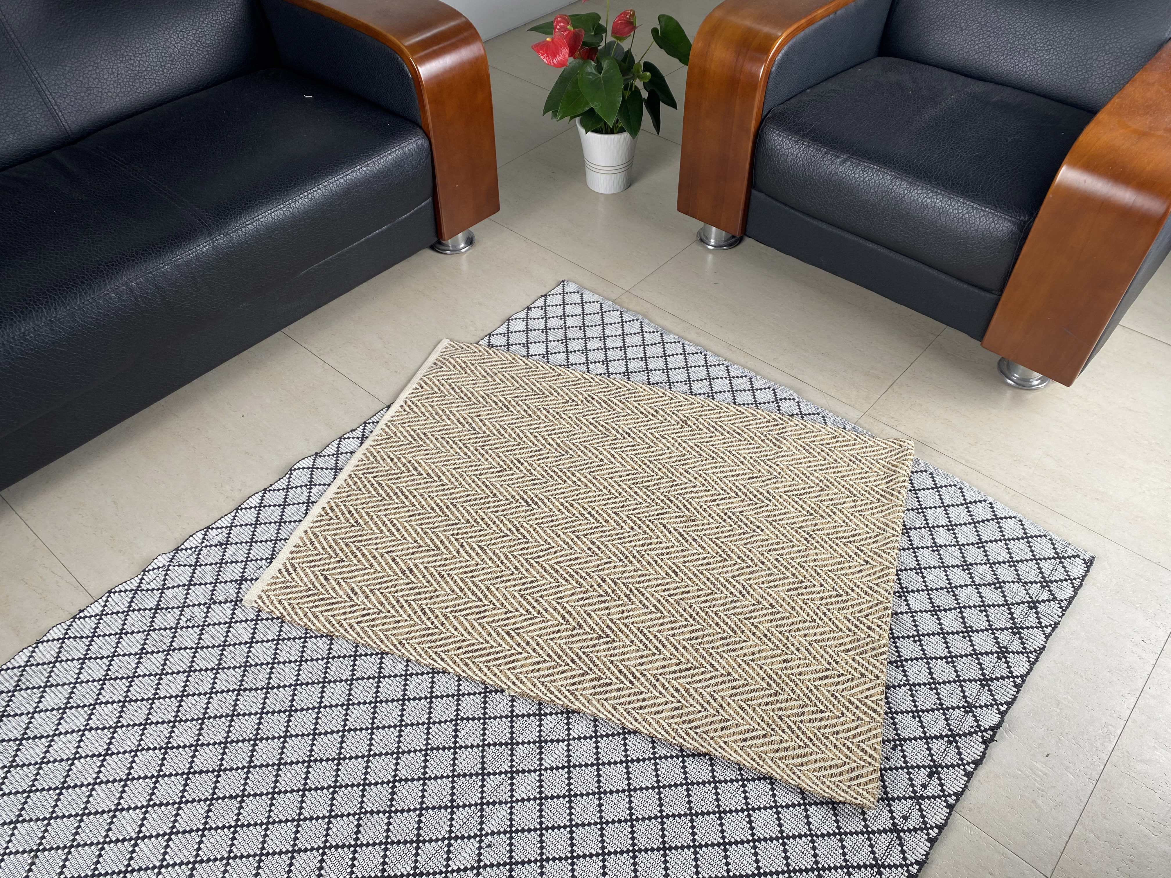 Elegant Handmade Cotton Floor Mat Strong Structure and Superior Moisture Absorption for Contemporary Interiors