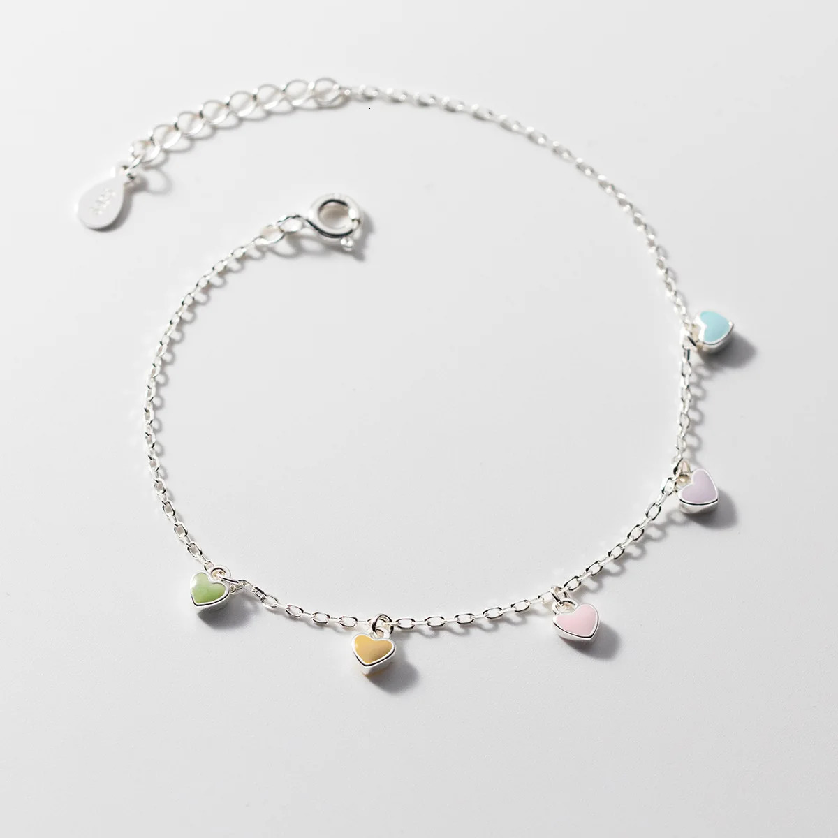 TOYOOSKY 100% 925 sterling silver colored dropper love bracelet sweet and fresh womens gift jewelry accessories 250102
