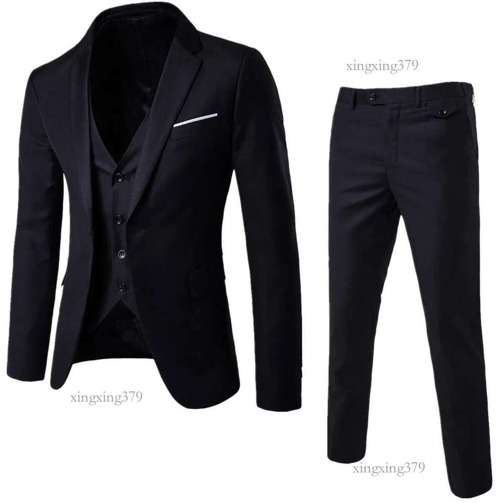 Men's Suits Blazers 3 Pieces Black Elegant SuitsPants Slim Fit Single Button Party Formal Business Dress Suit Terno Wedding Suits for Men 230309