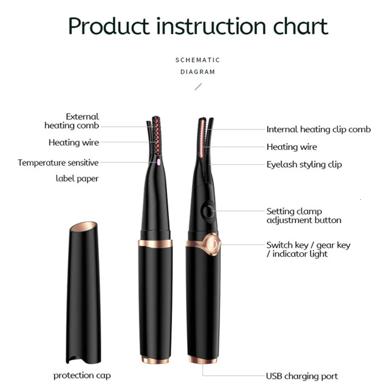 Mini portable 2-in-1 rechargeable heated eyelash entrainment comb Electric eyelash curler Eyelash lifter tool 241226