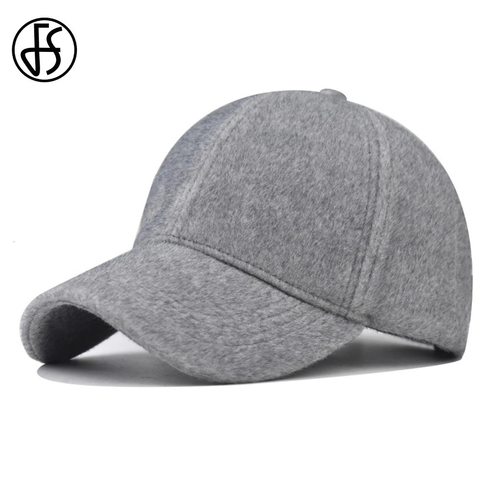 FS Cashmere Baseball Cap For Men Gray Warm Winter Plush Women Caps Outdoor Windproof Trucker Hats Casquette Femme 241230