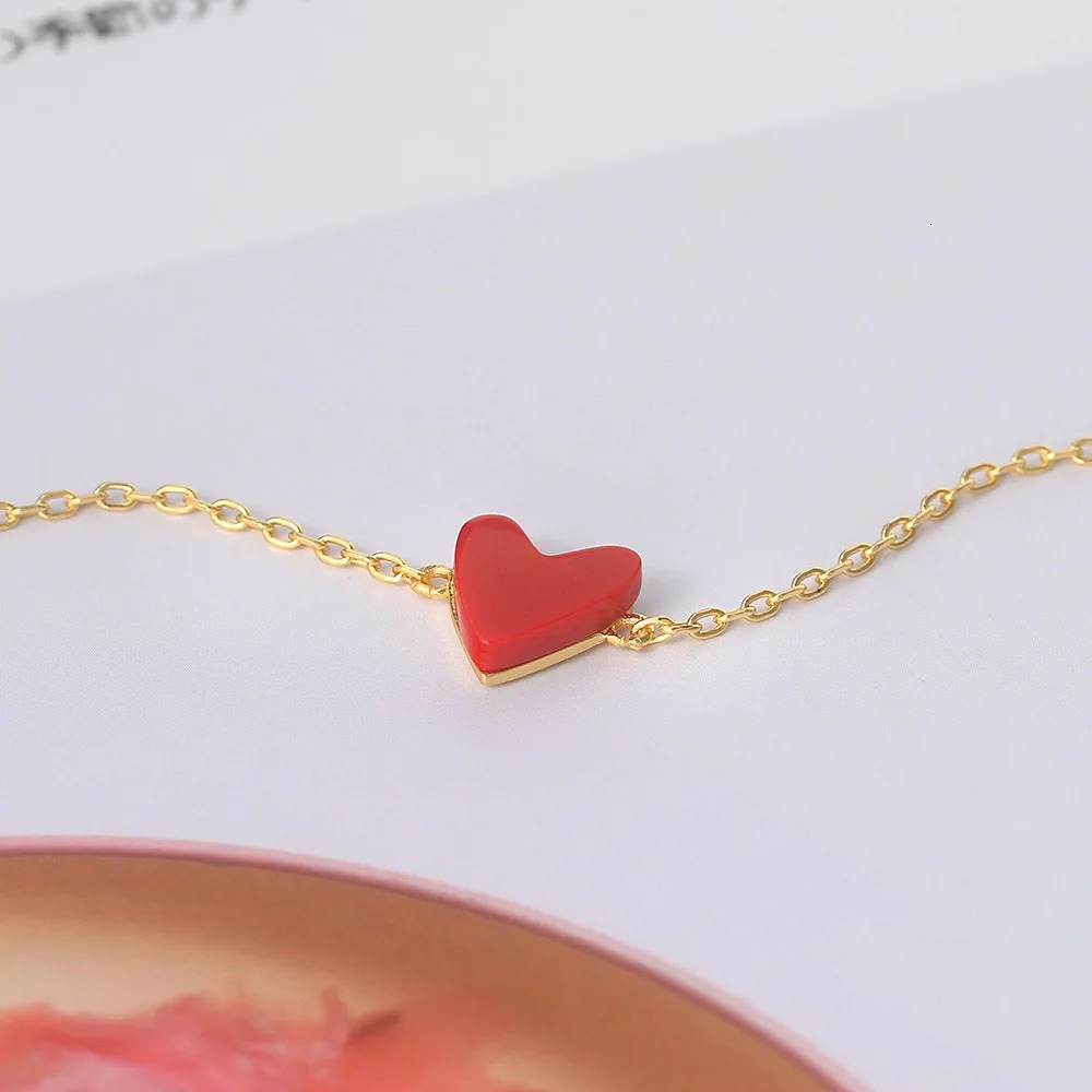 Lamoon womens heart-shaped bracelet with simple Bijoux 925 sterling silver 14K gold-plated bracelet LMHI065 250102