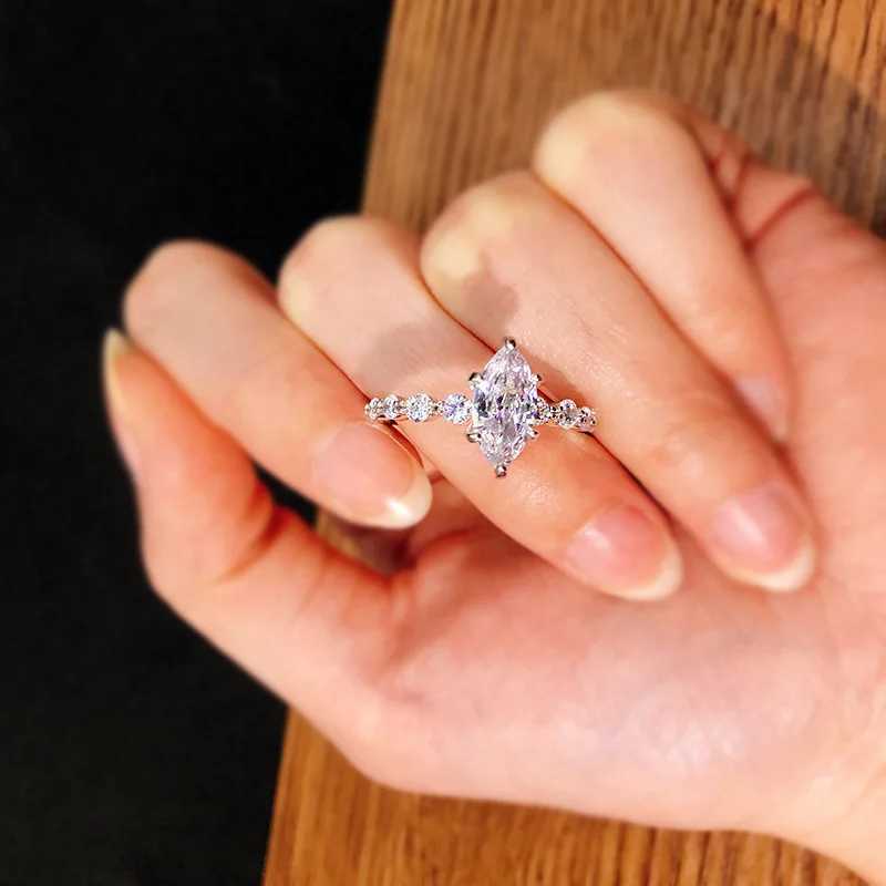 Marquise cut Lab Diamond Finger Ring sets White Gold Filled Party Wedding band Rings for Women Men Engagement Jewelry GiftXJ250104