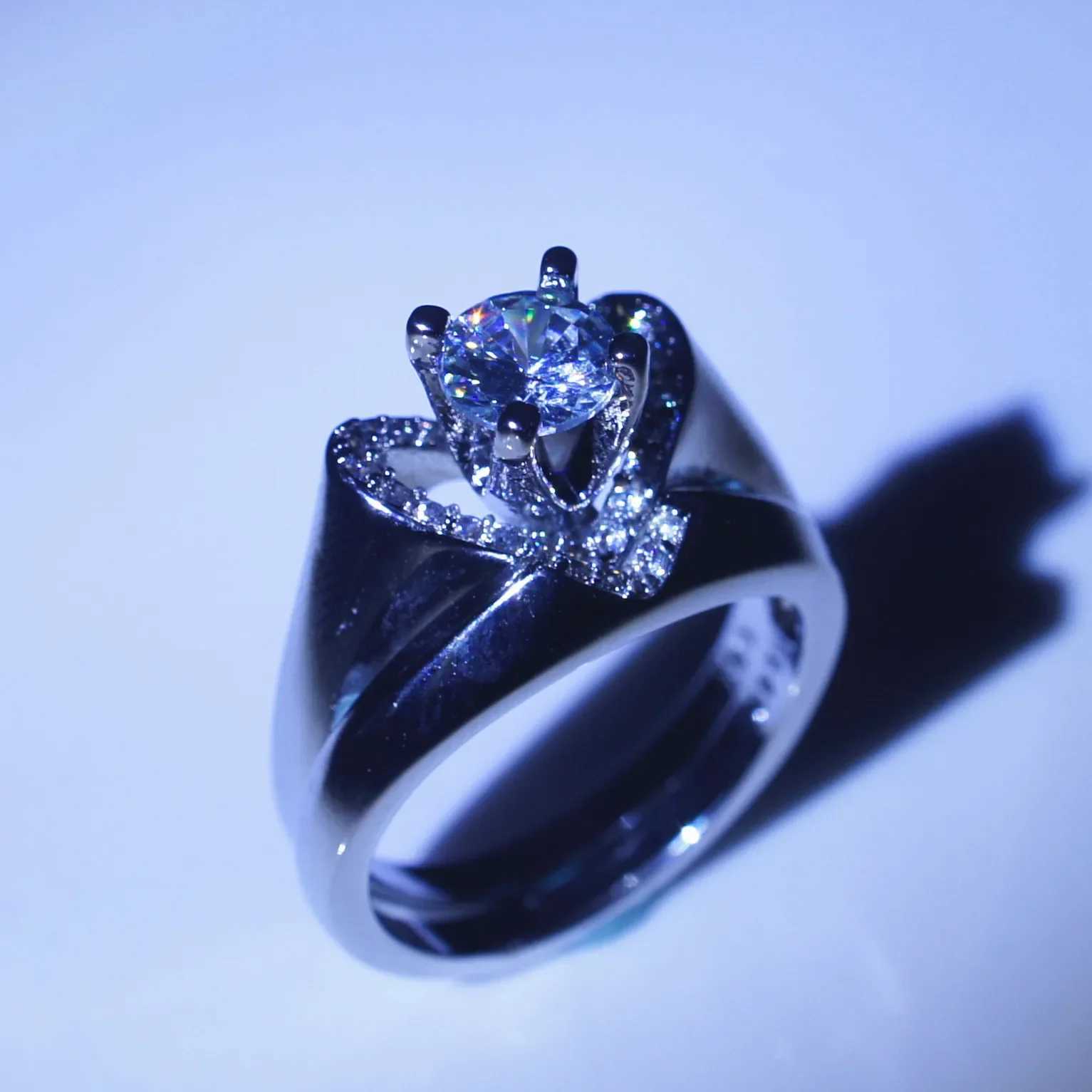 Fashion Female Crystal White Wedding Ring Set Luxury 925 Sterling Heart Promise Engagement Bridal Wedding Plata Rings for WomenXJ250104
