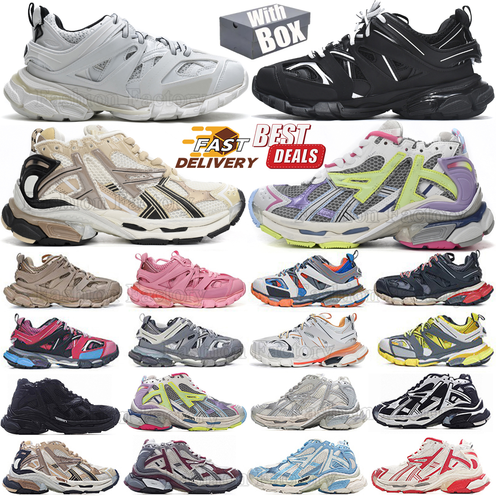 With Box Track Luxury Fashion Designer Casual Shoes Mens Womens Platform Sneakers Black White Green Pink Blue Grey Light Purple Leather Mesh Sports Trainers