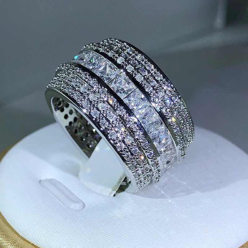 Elegant 925 Sterling Silver Exquisite White Zircon Stone Ring Finger Rings For Women Valentines Day GiftsXJ250104