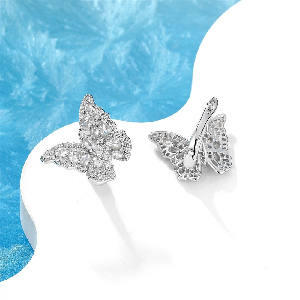 Geometric Three Dimensional Butterfly Earrings Shine with Exquisite Jewelry Product 925 Silver Ear Clip 250103