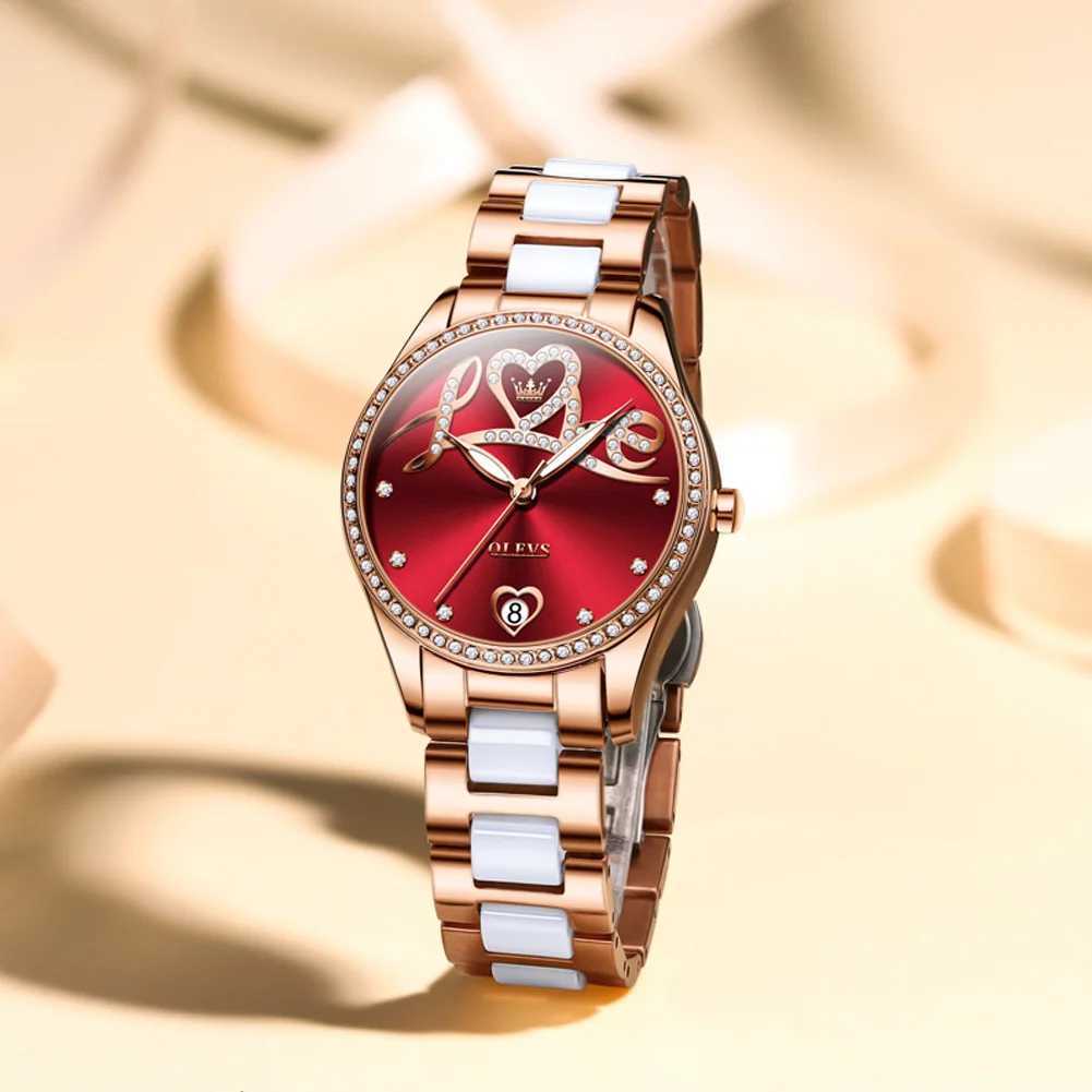 OLEVS Crystal Womens Top Waterproof Automatic Mechanical Womens Ceramic Womens Wrist Montre Women W250104