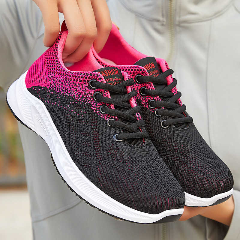 Womens shoes autumn new casual sports shoes breathable fly woven sports shoes Fashion student shoes