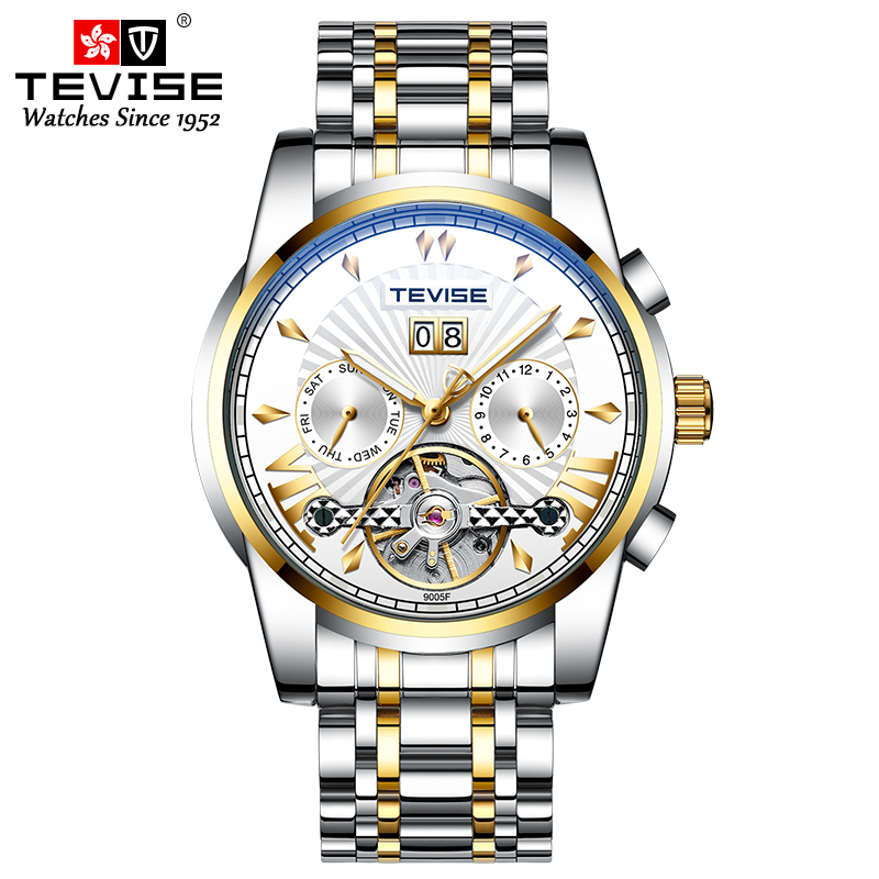TEVISE Mechanical Watch Fashion Trendsetter Mens Automatic Wristwatch Luminous Waterproof Watch T026- T9005F