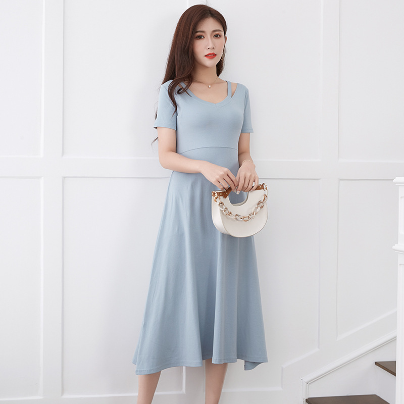 JS336 dress suspender skirt Korean style tall vest fashion sleeveless round neck slim mid-length skirt autumn women's clothing