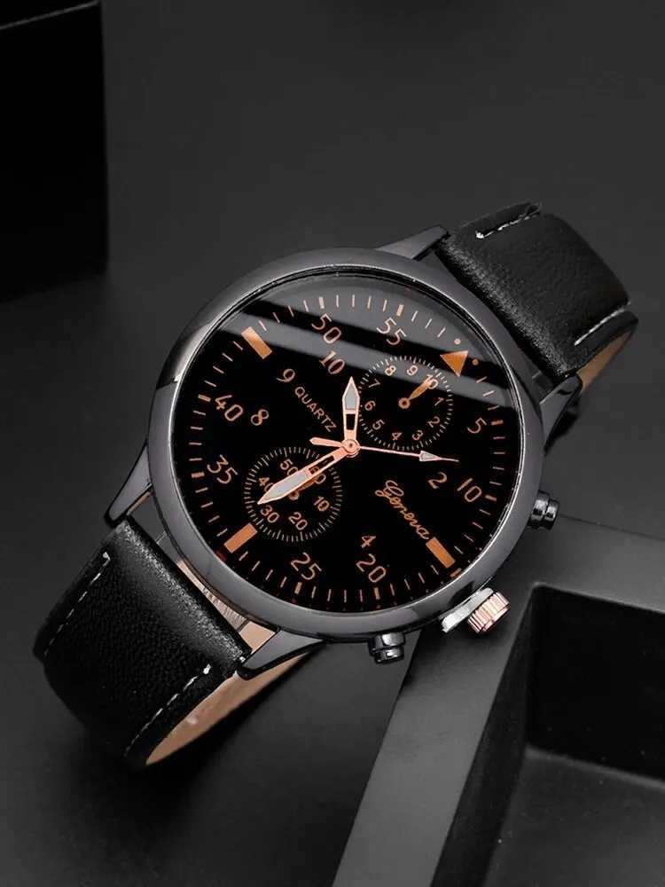 4-piece fashionable Busin casual round mens quartz band woven bracelet set W250104