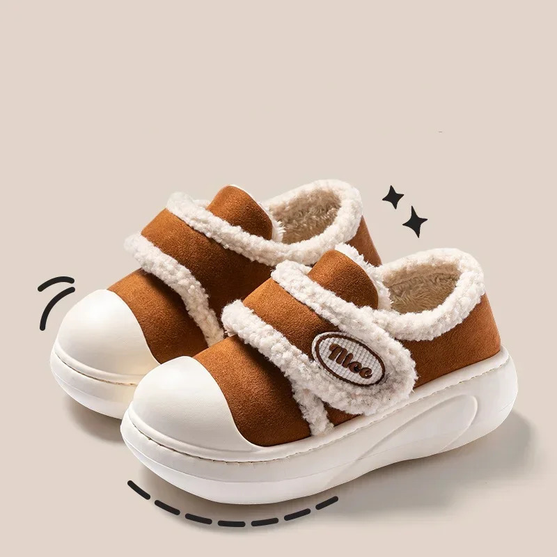 Women Anti-slip Winter Cotton Shoes Ladies Casual Thick Sole Warm Slippers Female Outdoor Fashion Thick Sole Flat Footwear 250103
